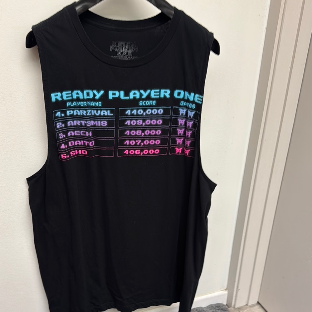 Black Graphic Tank Top Ready player one Large